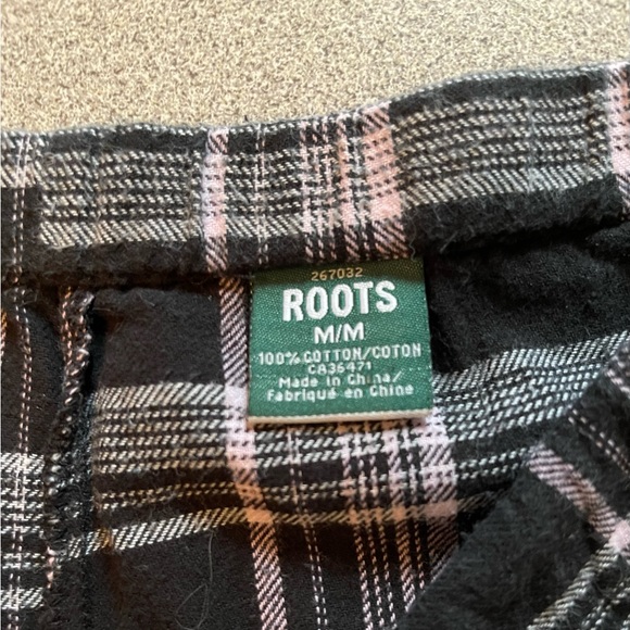 Vintage Roots Canada Black & Pink Plaid Pj Bottoms Size Medium - Picture 5 of 9